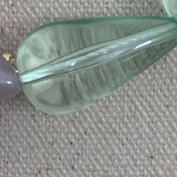 Layered Necklace Duo – Gold Tone Chain + Pastel Teardrop Beads - Picture 5 of 8